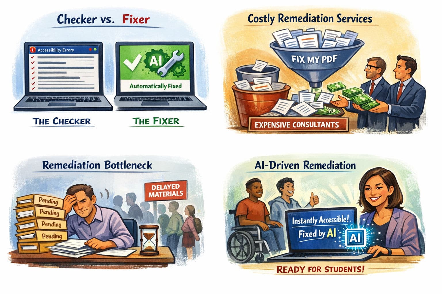 Comparing checker vs fixer models in accessibility tools
